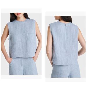 NEW TWP Light Indigo Hemp Cropped Muscle Tank Top Size Large NWT $335 Made USA